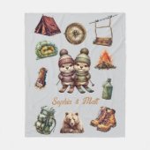 Weihnachts-Skifahren Tier Otter Couple Outdoor Gra Fleecedecke (Vorderseite)