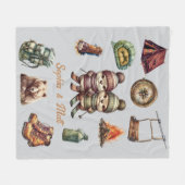 Weihnachts-Skifahren Tier Otter Couple Outdoor Gra Fleecedecke (Vorderseite (Horizontal))