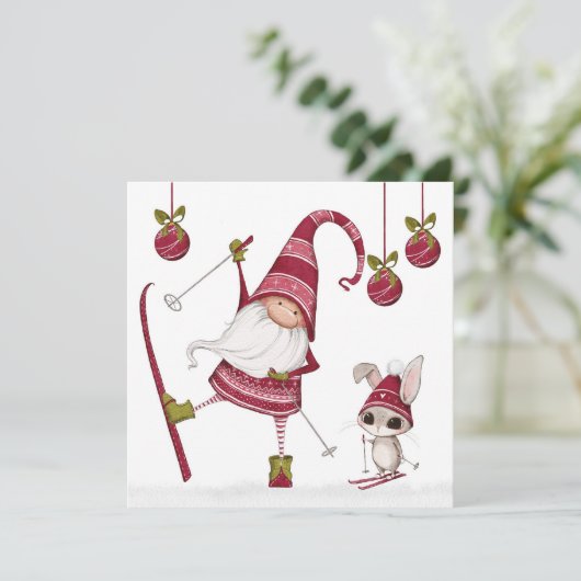 Weihnachts-Skigenom und Weihnachtskarte (Stehend Vorderseite)