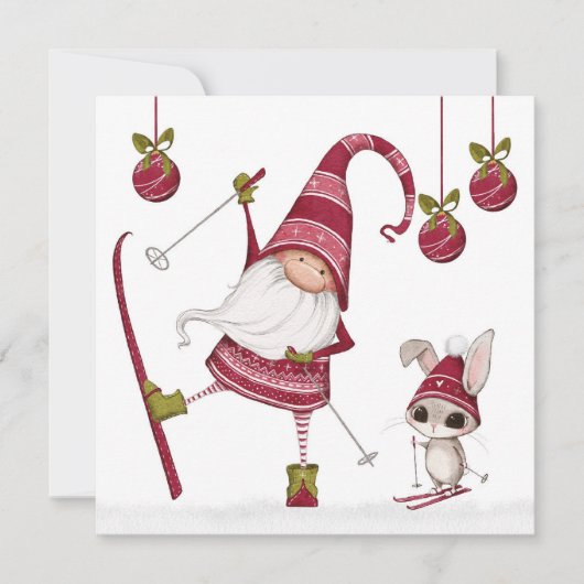 Weihnachts-Skigenom und Weihnachtskarte (Vorderseite)