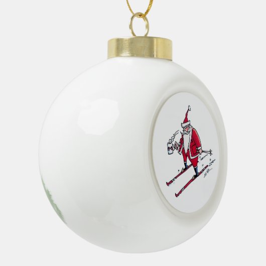 Weihnachts-Skiing-Keramik Weihnachtsball-Ornament Keramik Kugel-Ornament (Links)