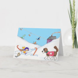 Weihnachts-Skiurlaubsrettung Feiertagskarte