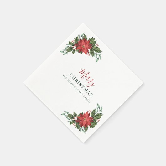 Weihnachts-Skript Botanische Aquarelltage Serviette (Ecke)