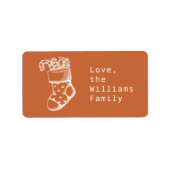 Weihnachts-Skript Burnt Orange Geschenk-Label Adressaufkleber (Vorne)