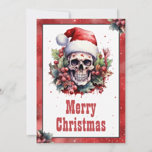 Weihnachts-Skull-Farbe Feiertagskarte (Vorderseite)