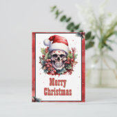 Weihnachts-Skull-Farbe Postkarte (Stehend Vorderseite)