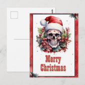 Weihnachts-Skull-Farbe Postkarte (Vorne/Hinten)