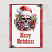 Weihnachts-Skull-Farbe Postkarte (Vorderseite)