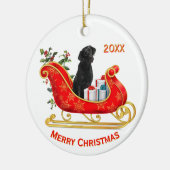 Weihnachts-Sleigh Black Labrador Retriever Dog Keramik Ornament (Links)