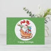 Weihnachts-Sleigh-Flat-Ferienkarte Feiertagskarte (Stehend Vorderseite)