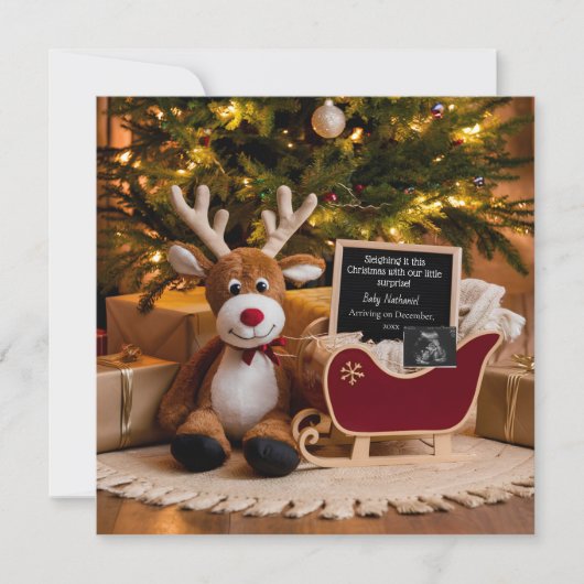Weihnachts-Sleigh-Schwangerschaft Ankündigung (Vorderseite)