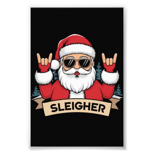 Weihnachts-Sleigher Santa Rock Xmas Rocker Fotodruck (Vorne)
