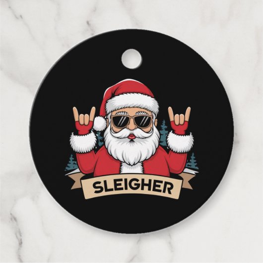 Weihnachts-Sleigher Santa Rock Xmas Rocker Geschenkanhänger (Vorderseite)