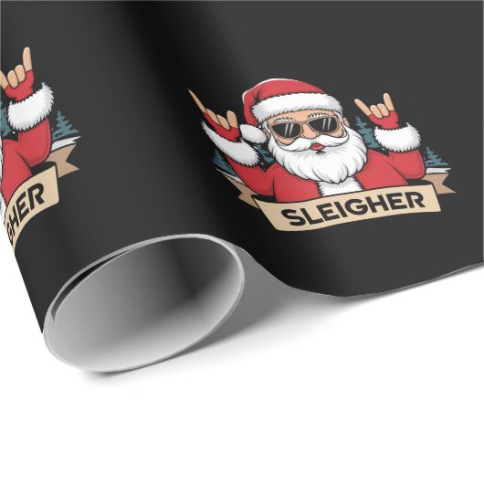 Weihnachts-Sleigher Santa Rock Xmas Rocker Geschenkpapier (Rolleneckpunkt)