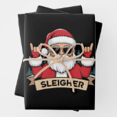Weihnachts-Sleigher Santa Rock Xmas Rocker Geschenkpapier Set (Beispiel)
