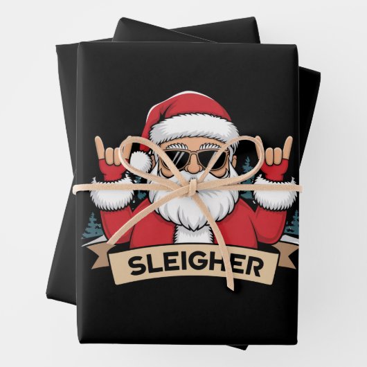 Weihnachts-Sleigher Santa Rock Xmas Rocker Geschenkpapier Set (Beispiel)