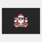 Weihnachts-Sleigher Santa Rock Xmas Rocker Geschenkpapier Set (Vorderseite)
