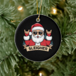 Weihnachts-Sleigher Santa Rock Xmas Rocker Keramik Ornament<br><div class="desc">Weihnachts-Sleigher Santa Rock Xmas Rocker</div>