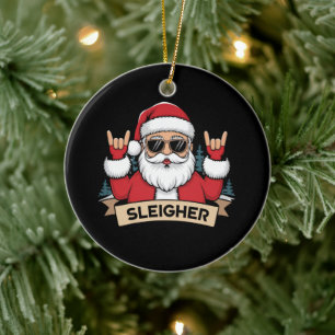 Weihnachts-Sleigher Santa Rock Xmas Rocker Keramik Ornament