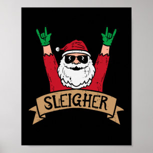 Weihnachts-Sleigher Santa Rock Xmas Rocker Men Wom Poster