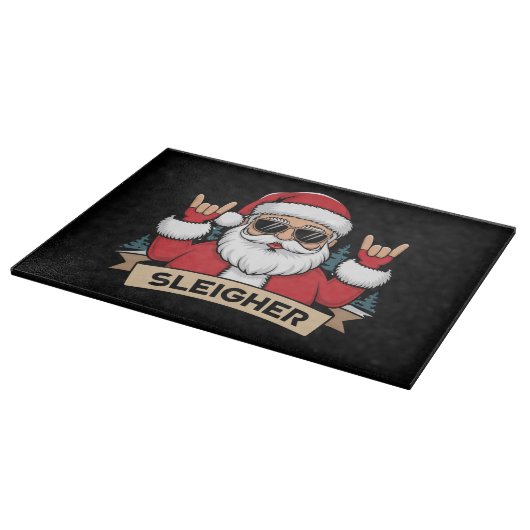Weihnachts-Sleigher Santa Rock Xmas Rocker Schneidebrett (Ecke)