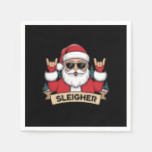 Weihnachts-Sleigher Santa Rock Xmas Rocker Serviette (Vorderseite)