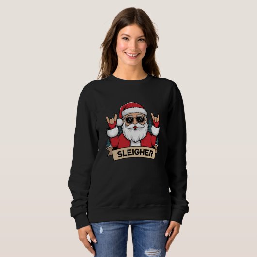 Weihnachts-Sleigher Santa Rock Xmas Rocker Sweatshirt (Vorne ganz)
