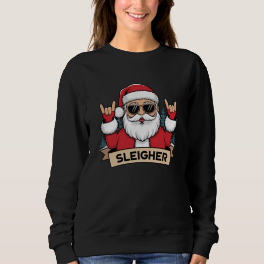 Weihnachts-Sleigher Santa Rock Xmas Rocker Sweatshirt (Vorderseite)
