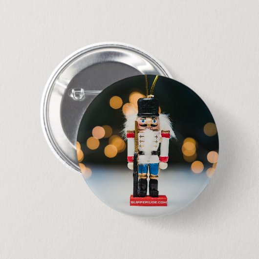 Weihnachts-SlipperyJoe Nutcracker figurine Ornamen Button (Vorne & Hinten)