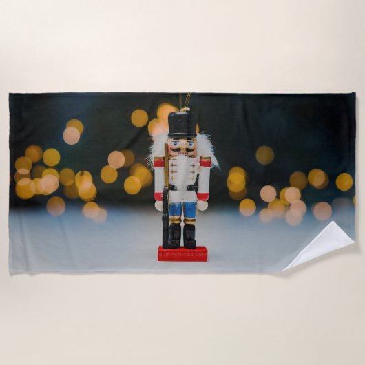 Weihnachts-SlipperyJoe Nutcracker figurine Ornamen Strandtuch (Vorderseite)