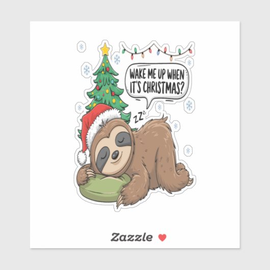 Weihnachts-Sloth Weckte Me Up Holiday Nickerchen Aufkleber (Blatt)