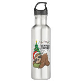 Weihnachts-Sloth Weckte Me Up Holiday Nickerchen Edelstahlflasche (Vorderseite)