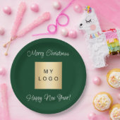 Weihnachts-Smaragdgrün-Café Bar Business-Logo Pappteller (Party)