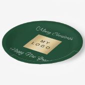 Weihnachts-Smaragdgrün-Café Bar Business-Logo Pappteller (Schrägansicht)