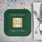 Weihnachts-Smaragdgrün-Café Bar Business-Logo Pappteller