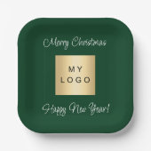 Weihnachts-Smaragdgrün-Café Bar Business-Logo Pappteller (Vorderseite)