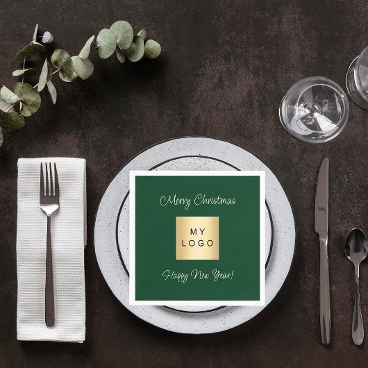Weihnachts-Smaragdgrün-Café Bar Business-Logo Serviette