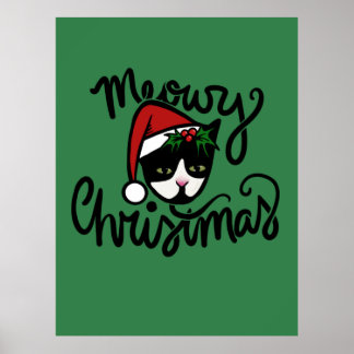 Weihnachts-Smocking-Katze Poster