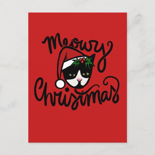 Weihnachts-Smocking-Katze Postkarte (Vorderseite)