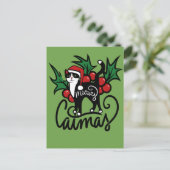 Weihnachts-Smoking-Katze Postkarte (Stehend Vorderseite)