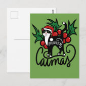 Weihnachts-Smoking-Katze Postkarte (Vorne/Hinten)