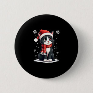 Weihnachts-Smoking-Katze-Santa-Schal-Hässlich-Weih Button