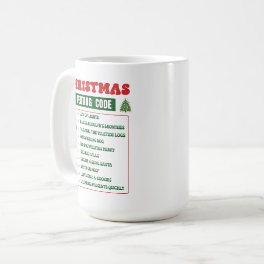 Weihnachts-SMS-Code Kaffeetasse (Vorderseite Links)