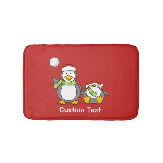 Weihnachts-Snowballpinguine Badematte (Vorderseite)