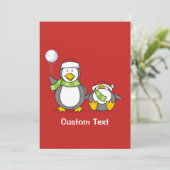 Weihnachts-Snowballpinguine Einladung (Stehend Vorderseite)
