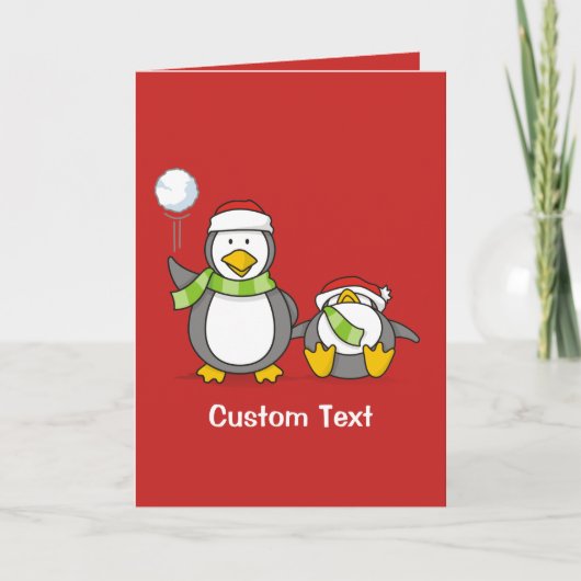 Weihnachts-Snowballpinguine Feiertagskarte (Vorderseite)
