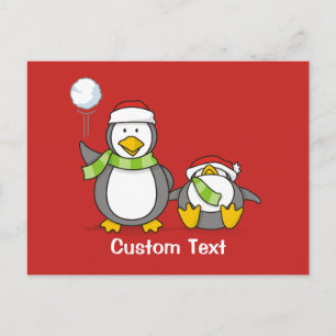 Weihnachts-Snowballpinguine Feiertagspostkarte
