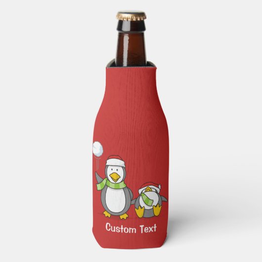 Weihnachts-Snowballpinguine Flaschenkühler (Flaschenvorderseite)