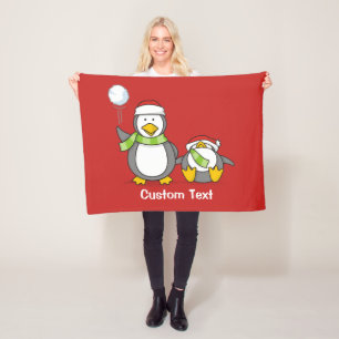 Weihnachts-Snowballpinguine Fleecedecke