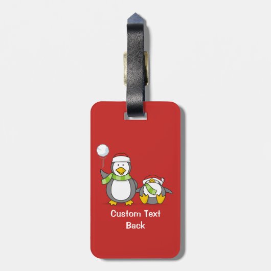 Weihnachts-Snowballpinguine Gepäckanhänger (Rückseite vertikal)
